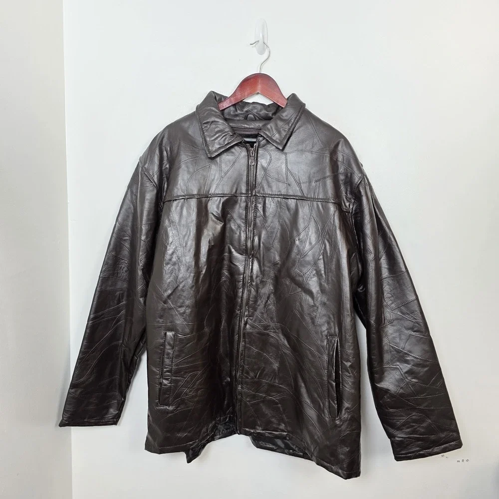 Vintage Haband‎ Executive Division Brown Genuine Leather Fur Lined Size 3XL Tall